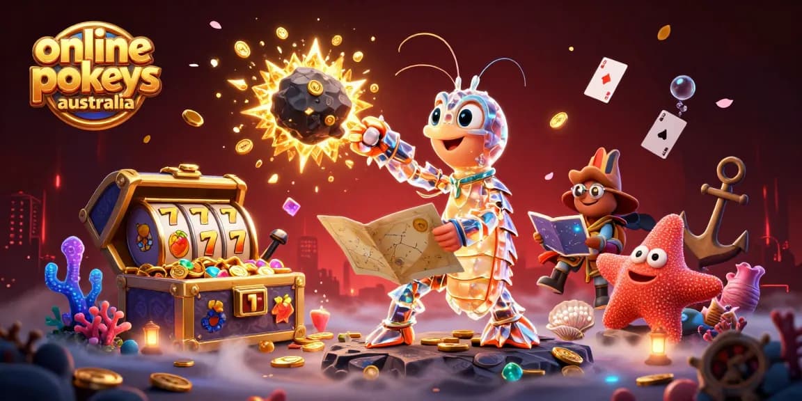 Experience the thrill of online pokies Australia with vibrant, explosive casino imagery and dynamic characters.