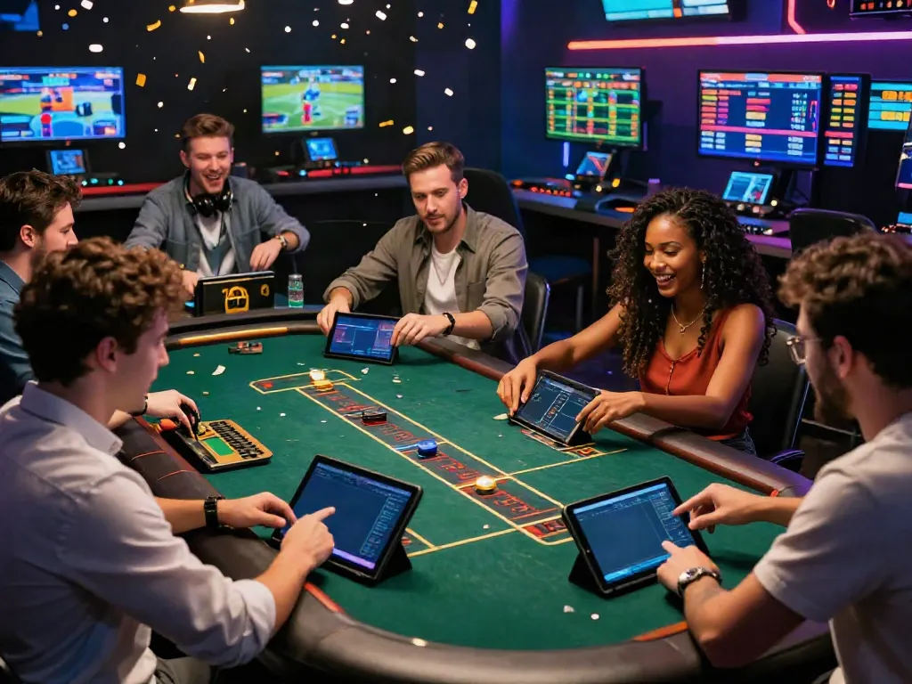 Excited players at https://nbet.group/ engaging in live sports betting on a vibrant online platform.