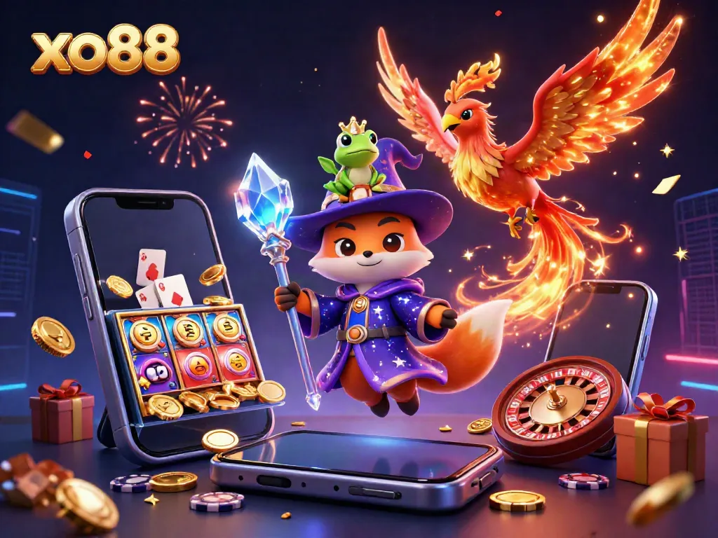 Engage with the thrilling magic of xo88 through vibrant casino elements and enchanting characters.