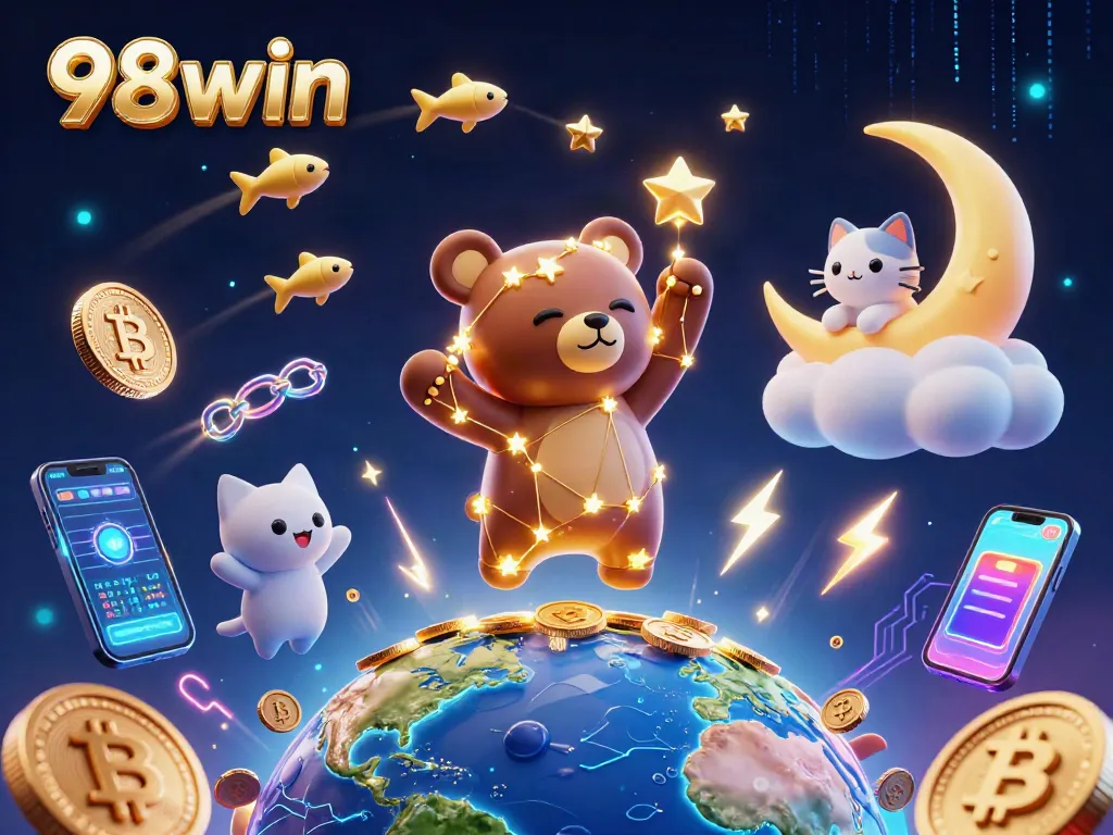 Engage with thrilling 98win casino adventures collecting coins in a vibrant 3D scene.