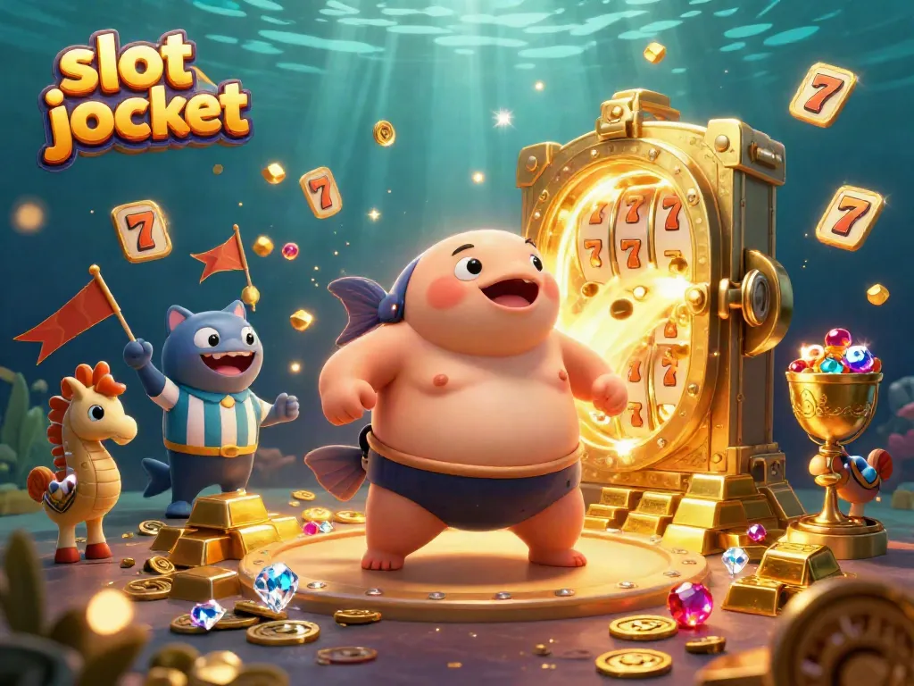 Experience the thrill of slot jackpot wins in a vibrant underwater scene with a fugu and catfish.